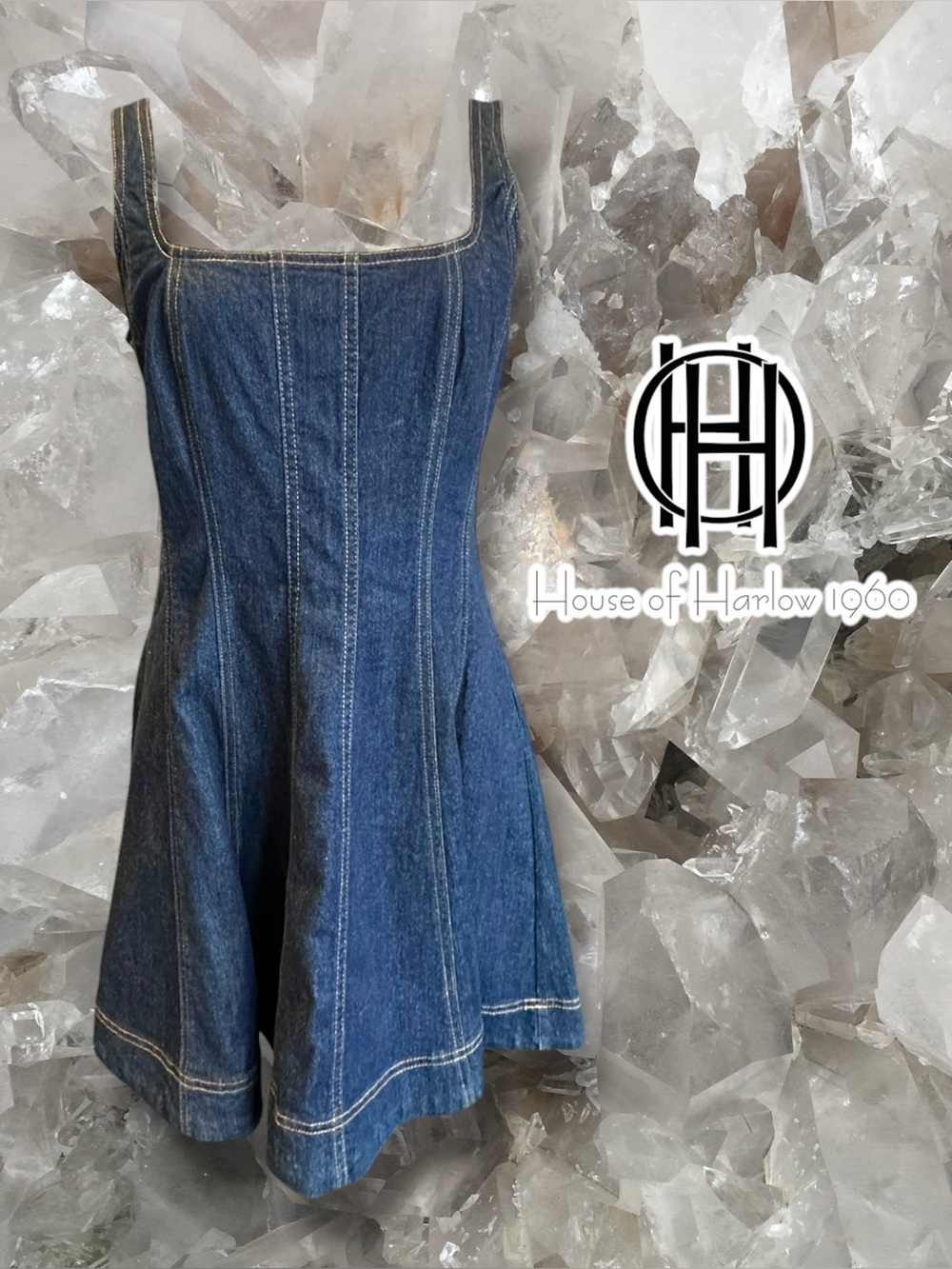 House of Harlow Fit-n-Flare Denim Dress